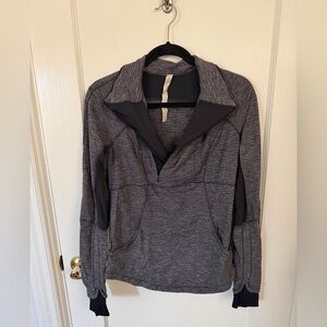 Lululemon Gray and Black quarter up collared Sweater
